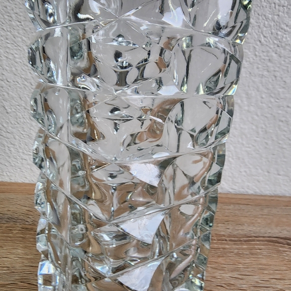 70s VINTAGE FRENCH J G DURLAND WINDSOR Geometric Luminarc Crystal Glass Vase - Picture 8 of 9